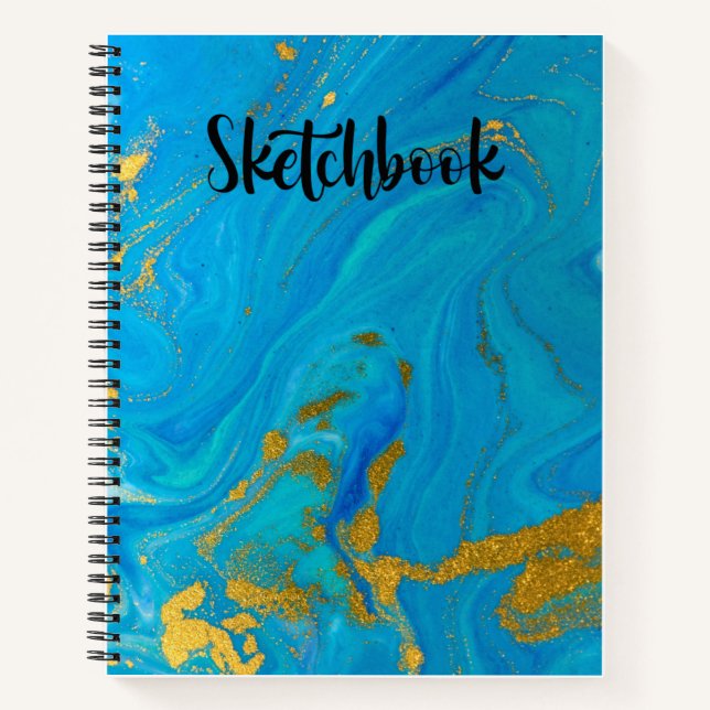 Gold Pattern School Sketchbook Notebook (Front)