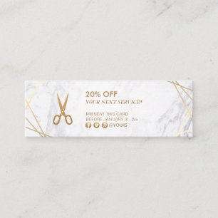 Gold Pattern Scissors Marble HairStylist Discount Mini Business Card