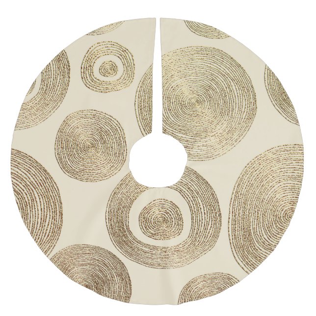 Gold pattern: shiny abstract luxury design brushed polyester tree skirt (Front)