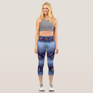 Gold Pattern Sun Burst Capri Leggings