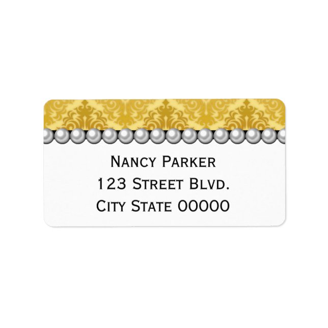 Gold Patterned and Pearls Label (Front)