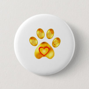 Gold Paw 6 Cm Round Badge