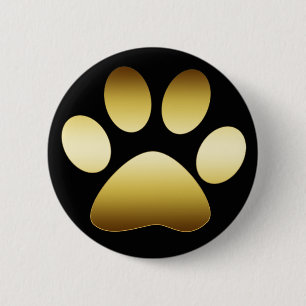GOLD PAW PRINT 6 CM ROUND BADGE