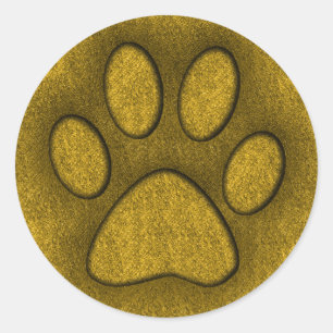 GOLD PAW PRINT CLASSIC ROUND STICKER