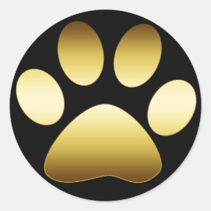 GOLD PAW PRINT CLASSIC ROUND STICKER