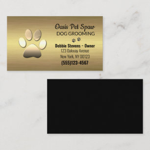 Gold Paw Print Dog Pet Grooming Service Business Business Card