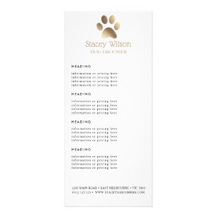 Gold Paw Print Logo Price / Services List Rack Card