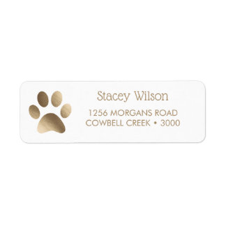 Gold Paw Print Logo Return Address Label