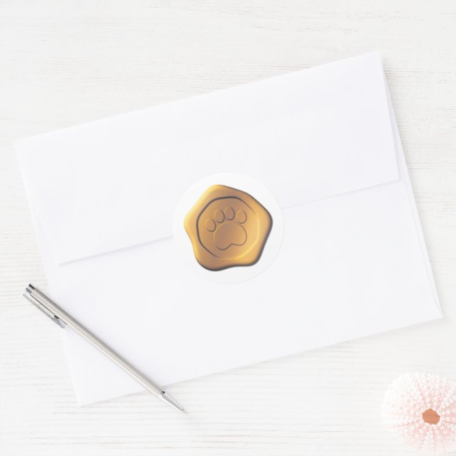 Gold paw print wax seal label (Envelope)