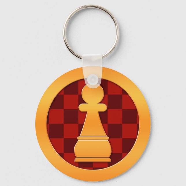Gold Pawn Chess Piece Key Ring (Front)