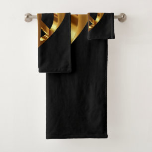Gold Peace Sign With A Gold Heart Bath Towel Set