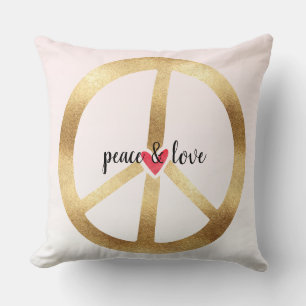 Gold Peace Sign with Heart Cushion