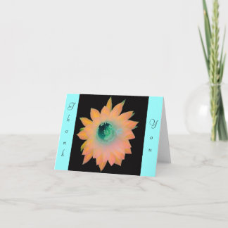 Gold Peach Aqua Floral Bloom Note Card