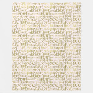 Gold Peach Inspirational Words Fleece Blanket