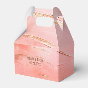 Gold Peach Melon Abstract Name Modern Wedding Favour Box