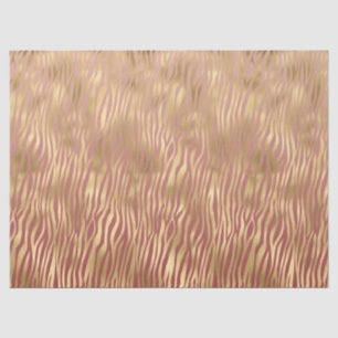 Gold Peach Red Zebra Stripes Tissue Paper