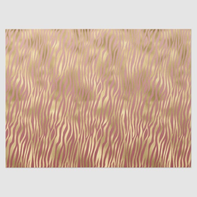 Gold Peach Red Zebra Stripes Tissue Paper (Front)