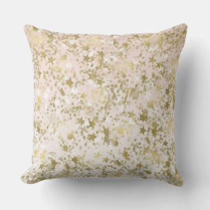 Gold Peach Stars Confetti Abstract Cushion