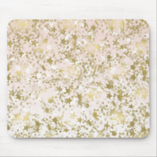 Gold Peach Stars Confetti Abstract Mouse Pad