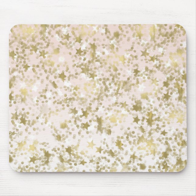 Gold Peach Stars Confetti Abstract Mouse Pad (Front)