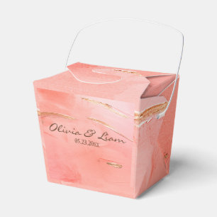 Gold Peach Watercolor Abstract Name Modern Wedding Favour Box