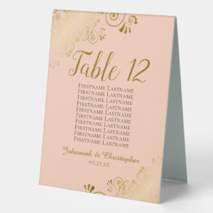 Gold & Peach Wedding Table Number Seating Chart
