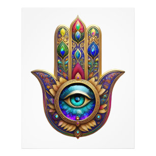 Gold Peacock Colors Hamsa Green Sapphire Third Eye Photo Print