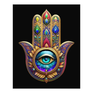 Gold Peacock Colors Hamsa Green Sapphire Third Eye Photo Print