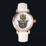 Gold Peacock Colors Hamsa Green Sapphire Third Eye Watch<br><div class="desc">You are viewing The Lee Hiller Photography Art and Designs Collection of Home and Office Decor,  Apparel,  Gifts and Collectibles. The Designs include Lee Hiller Photography and Mixed Media Digital Art Collection. You can view her Nature photography at http://HikeOurPlanet.com/ and follow her hiking blog within Hot Springs National Park.</div>