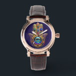 Gold Peacock Colors Hamsa Green Sapphire Third Eye Watch<br><div class="desc">You are viewing The Lee Hiller Photography Art and Designs Collection of Home and Office Decor,  Apparel,  Gifts and Collectibles. The Designs include Lee Hiller Photography and Mixed Media Digital Art Collection. You can view her Nature photography at http://HikeOurPlanet.com/ and follow her hiking blog within Hot Springs National Park.</div>