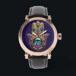 Gold Peacock Colors Hamsa Green Sapphire Third Eye Watch<br><div class="desc">You are viewing The Lee Hiller Photography Art and Designs Collection of Home and Office Decor,  Apparel,  Gifts and Collectibles. The Designs include Lee Hiller Photography and Mixed Media Digital Art Collection. You can view her Nature photography at http://HikeOurPlanet.com/ and follow her hiking blog within Hot Springs National Park.</div>