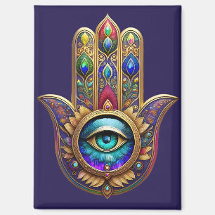 Gold Peacock Colours Hamsa Green Sapphire Third Ey Magnet