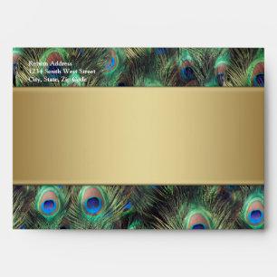 Gold Peacock Feather Elegant Graduation Envelope