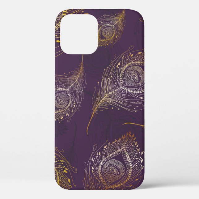 Gold peacock feather, violet background. Case-Mate iPhone case (Back)