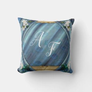 Gold, Peacock Feathers on Emerald Green Gift Cushion