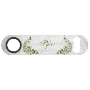 Gold Peacock Personalised Bottle Opener