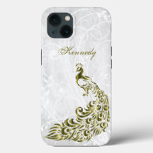 Gold Peacock Personalised iPhone X case