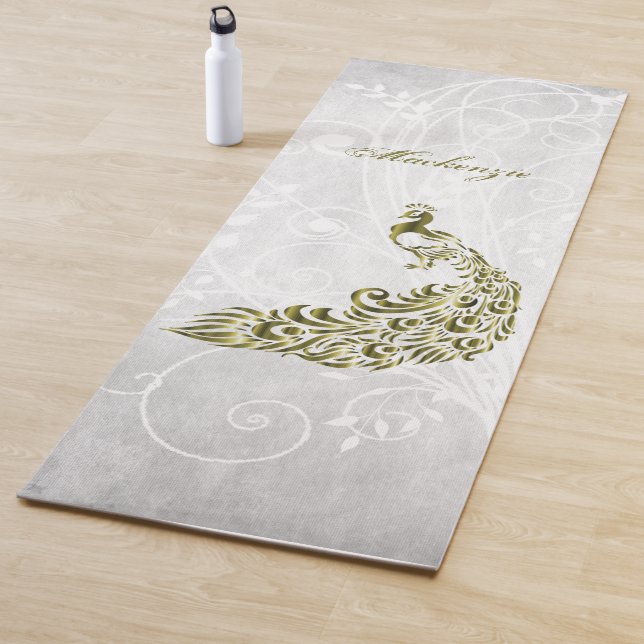 Gold Peacock Personalised Yoga Mat (In Situ)