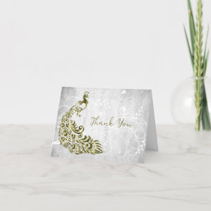 Gold Peacock Thank You Card