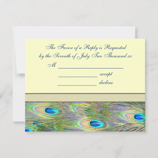 Gold Peacock Wedding Invitations (Front)