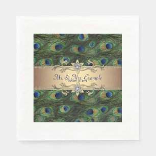 Gold Peacock Wedding Napkin