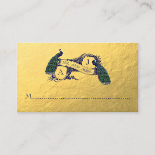 Gold Peacock Wedding Place Card