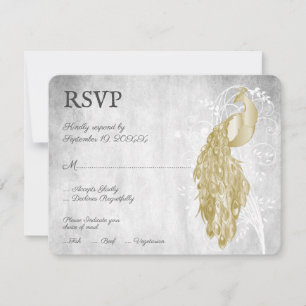 Gold Peacock Wedding RSVP Card