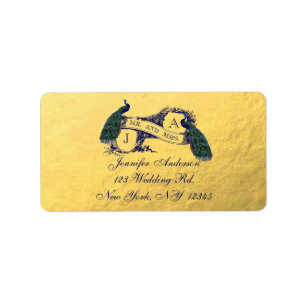 Gold Peacock Wedding RSVP Label