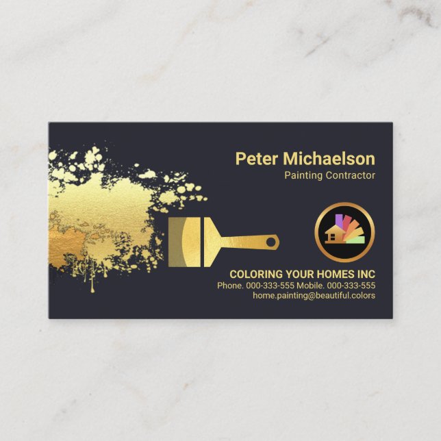 Gold Pealing Paint Splatter Handyman Business Card (Front)