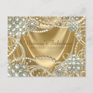Gold Pearl Birthday Party Invitation