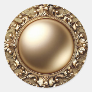 Gold Pearl Blank Template Classic Round Sticker