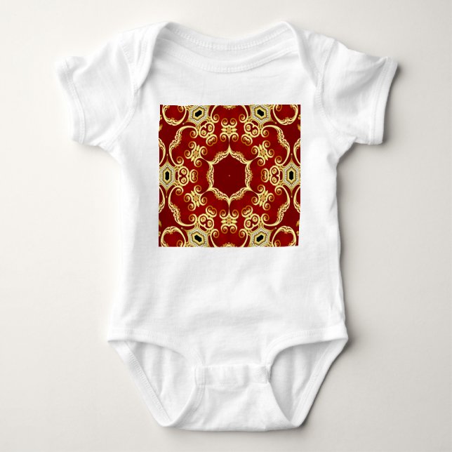 Gold pearl: decorative frame illustration. baby bodysuit (Front)