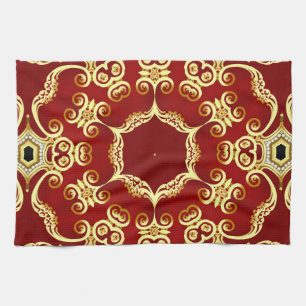 Gold pearl: decorative frame illustration. tea towel