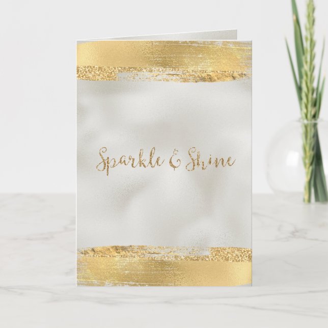 Gold Pearl White Sparkle  Card (Front)
